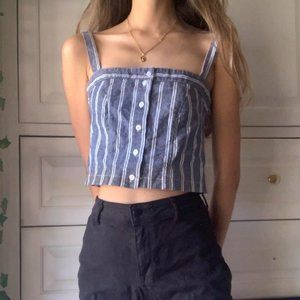 Brandy Melville Blue Striped Crop Tank Top!